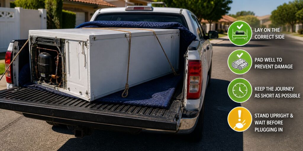 Safe Fridge Transport Laying Down